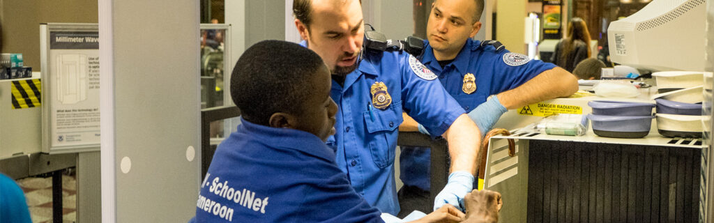At the airport bag screener