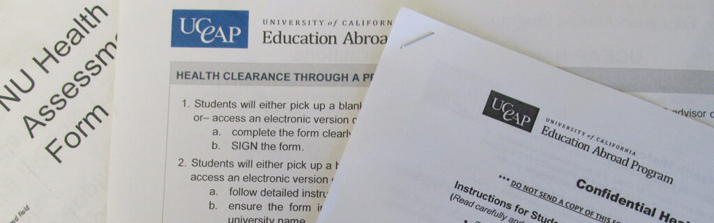 Stack of UCEAP and Northwestern health clearance forms