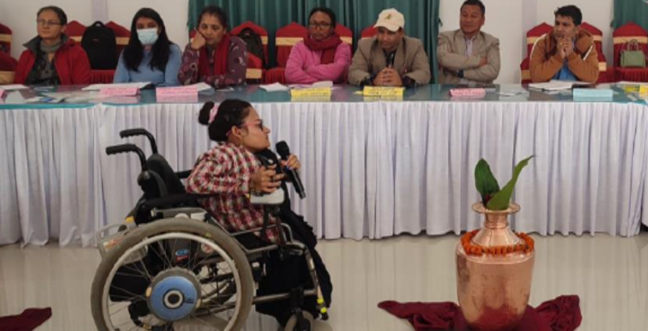 Anjana from CIL-P speaking during the government stakeholders training