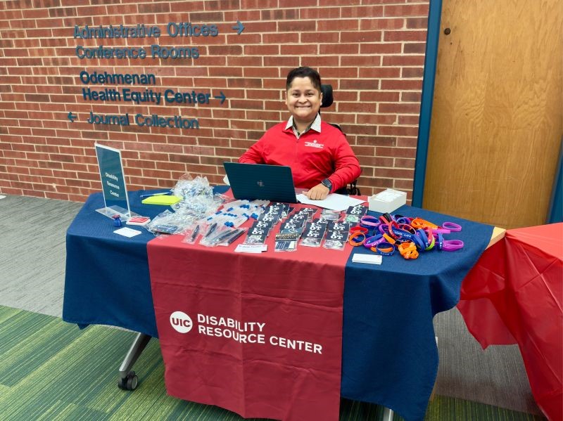 Hugo tabling for the Disability Resource Center at UIC