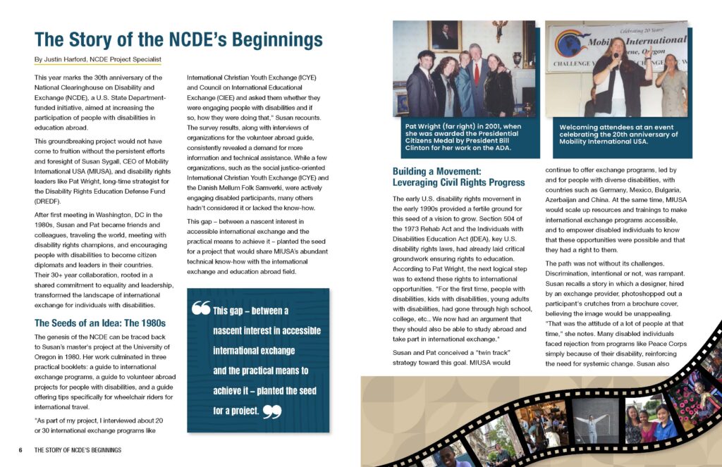 Thumbnail magazine spread of two pages of text, photos, and graphics