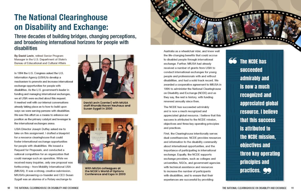 Magazine spread showing article text along with photos of David Levin